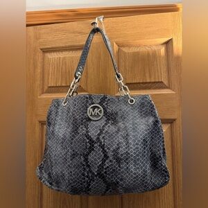 Michael Kors Blue/Gray Snake Print Tote Bag